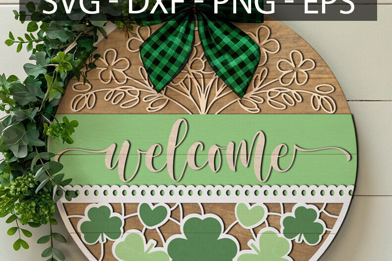 Σετ των 2 Intra απο ξύλο plywood 3mm-4mm πάχος – Καλώς ήρθατε για την Πόρτα του Αγίου Πατρικίου Δίασταση  20x20 cm INTRAFABR-117548094