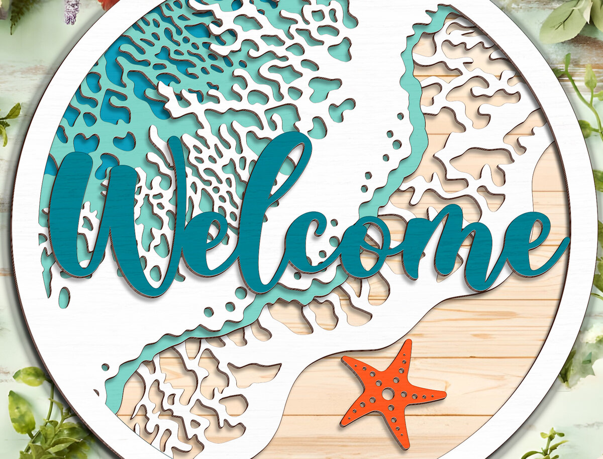 Intra απο ξύλο plywood 3mm-4mm πάχος – Καλώς ορίσατε Summer Sign - Break Jhon Δίασταση  40x30 cm INTRAFABR-95035554