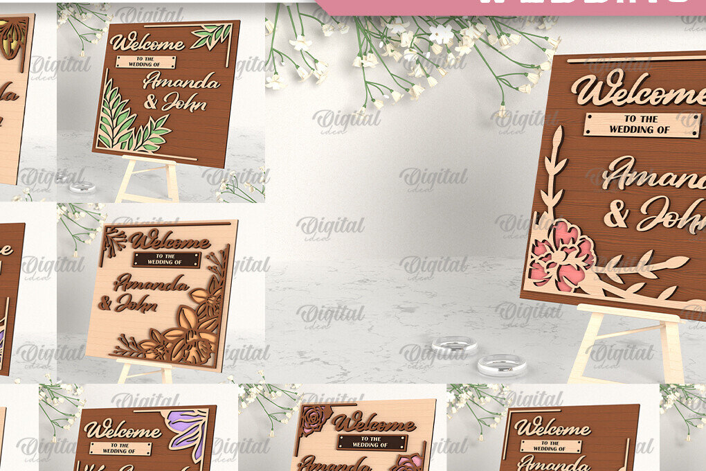 Σετ των 2 Intra απο ξύλο plywood 3mm-4mm πάχος – Πακέτο κοπής με λέιζερ καλωσορίσματος γάμου Δίασταση  20x20 cm INTRAFABR-96998990