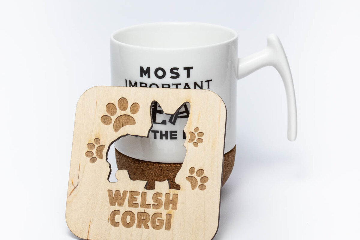 Σετ των 2 Intra απο ξύλο plywood 3mm-4mm πάχος – Ουαλικό σουβέρ Corgi Δίασταση  20x20 cm INTRAFABR-67776205