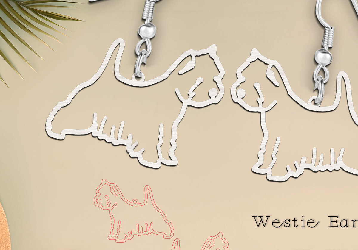 Σετ των 3 Intra απο ξύλο plywood 3mm-4mm πάχος – West Highland Terrier Dog Earrings Laser Δίασταση  5x5 cm INTRAFABR-118954116