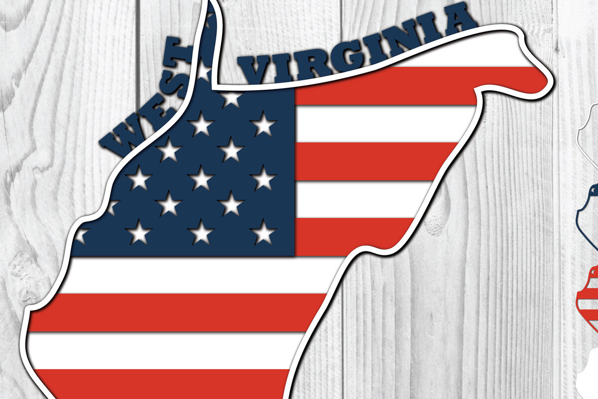 Σετ των 2 Intra απο ξύλο plywood 3mm-4mm πάχος – Δυτική Βιρτζίνια ΗΠΑ τρισδιάστατη σημαία Δίασταση  20x20 cm INTRAFABR-65274906