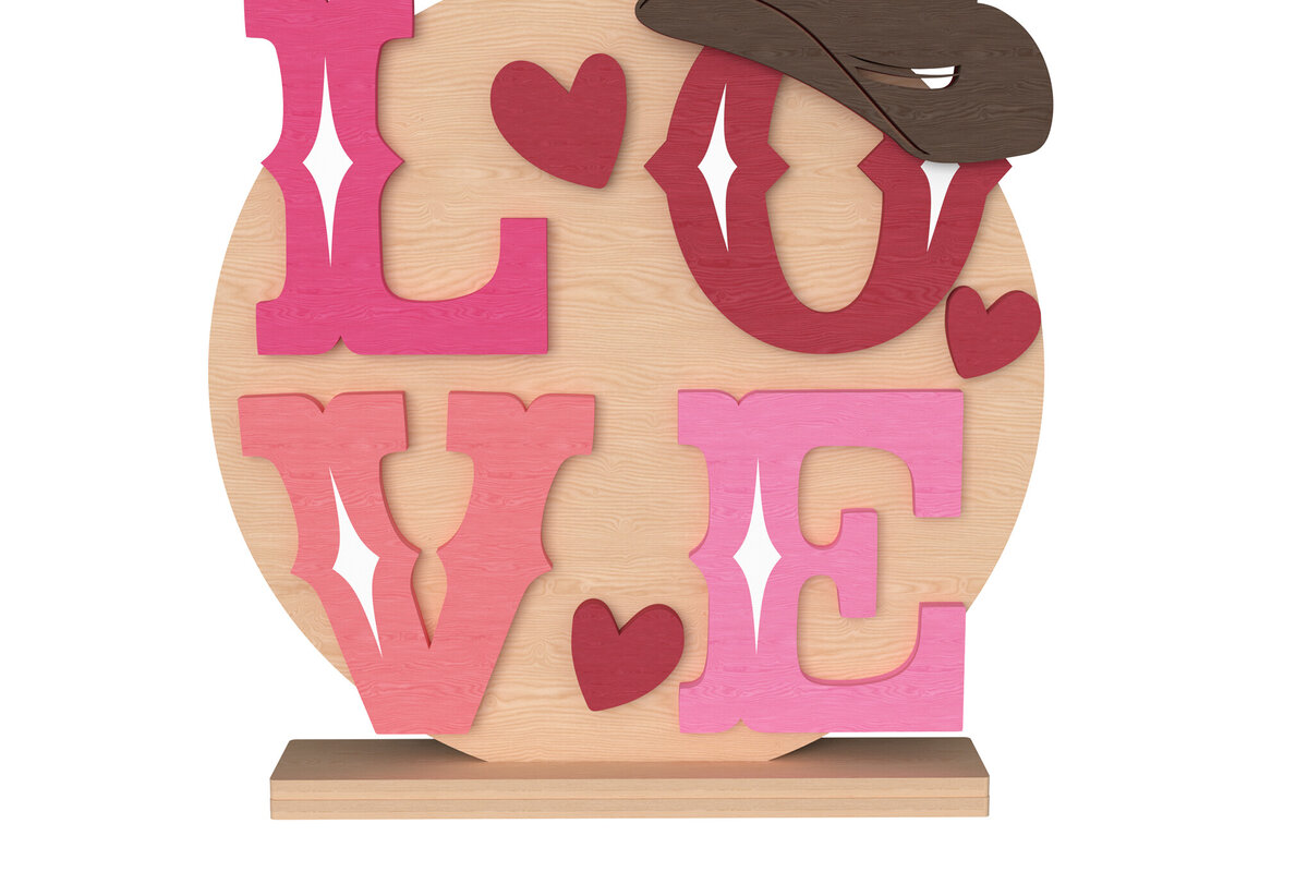 Σετ των 2 Intra απο ξύλο plywood 3mm-4mm πάχος – Western Love Cowboy Hat Laser Δίασταση  20x20 cm INTRAFABR-111742051
