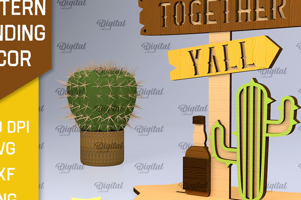 Σετ των 2 Intra απο ξύλο plywood 3mm-4mm πάχος – Western Standing Decor Δίασταση  20x20 cm INTRAFABR-97800336