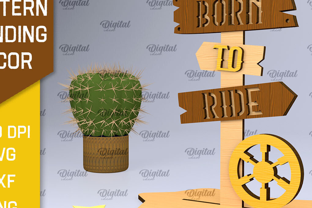 Σετ των 2 Intra απο ξύλο plywood 3mm-4mm πάχος – Western Standing Decor Δίασταση  20x20 cm INTRAFABR-97799876