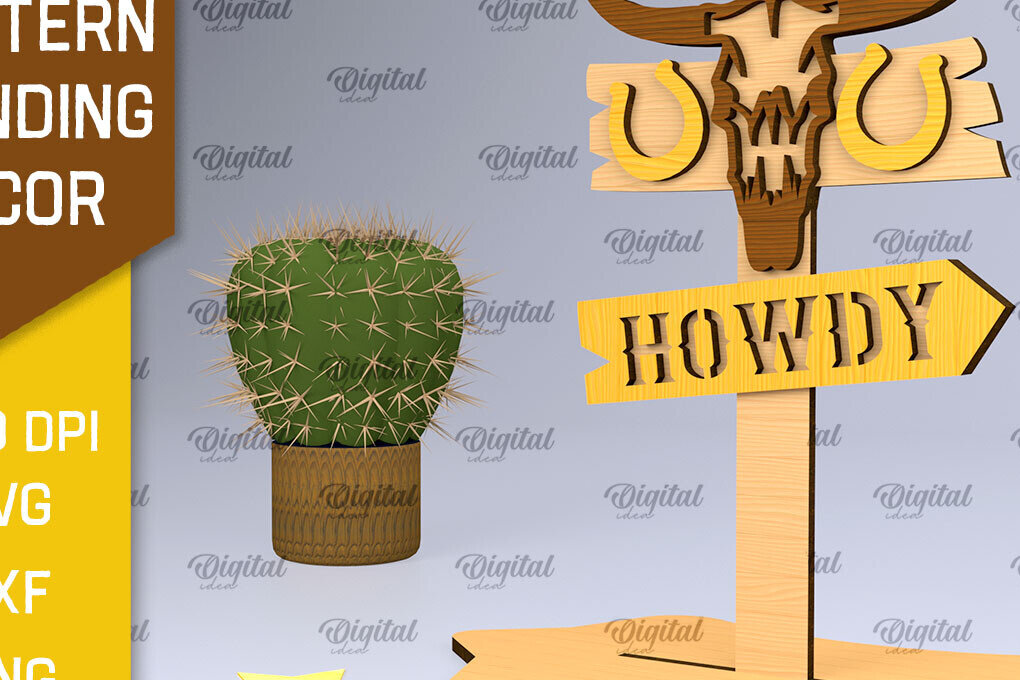 Σετ των 2 Intra απο ξύλο plywood 3mm-4mm πάχος – Western Standing Decor Δίασταση  20x20 cm INTRAFABR-97799941