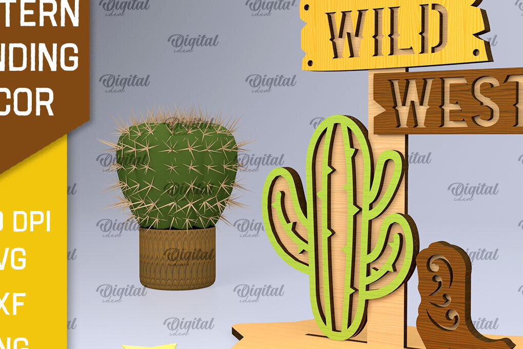 Σετ των 2 Intra απο ξύλο plywood 3mm-4mm πάχος – Western Standing Decor Δίασταση  20x20 cm INTRAFABR-97799980