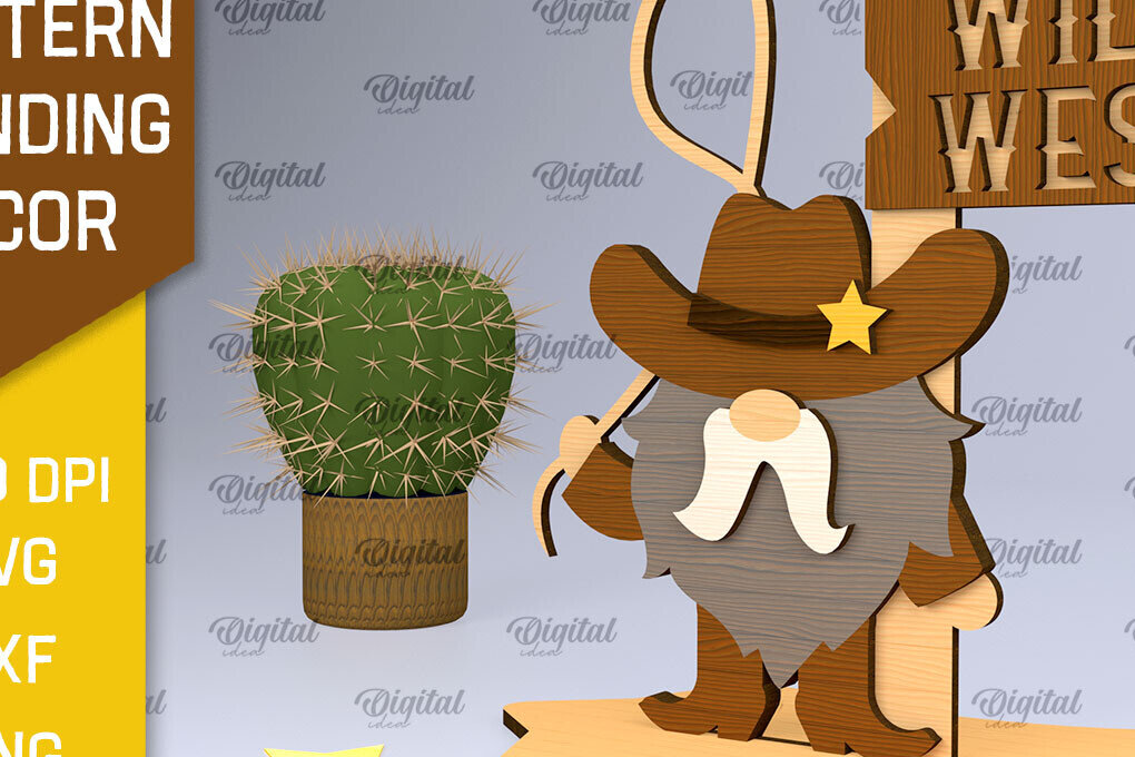 Σετ των 2 Intra απο ξύλο plywood 3mm-4mm πάχος – Western Standing Decor Δίασταση  20x20 cm INTRAFABR-97800294