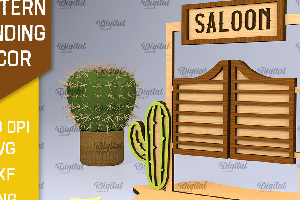 Σετ των 2 Intra απο ξύλο plywood 3mm-4mm πάχος – Western Standing Decor Δίασταση  20x20 cm INTRAFABR-97800307