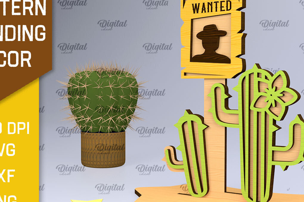 Σετ των 2 Intra απο ξύλο plywood 3mm-4mm πάχος – Western Standing Decor Δίασταση  20x20 cm INTRAFABR-97799688