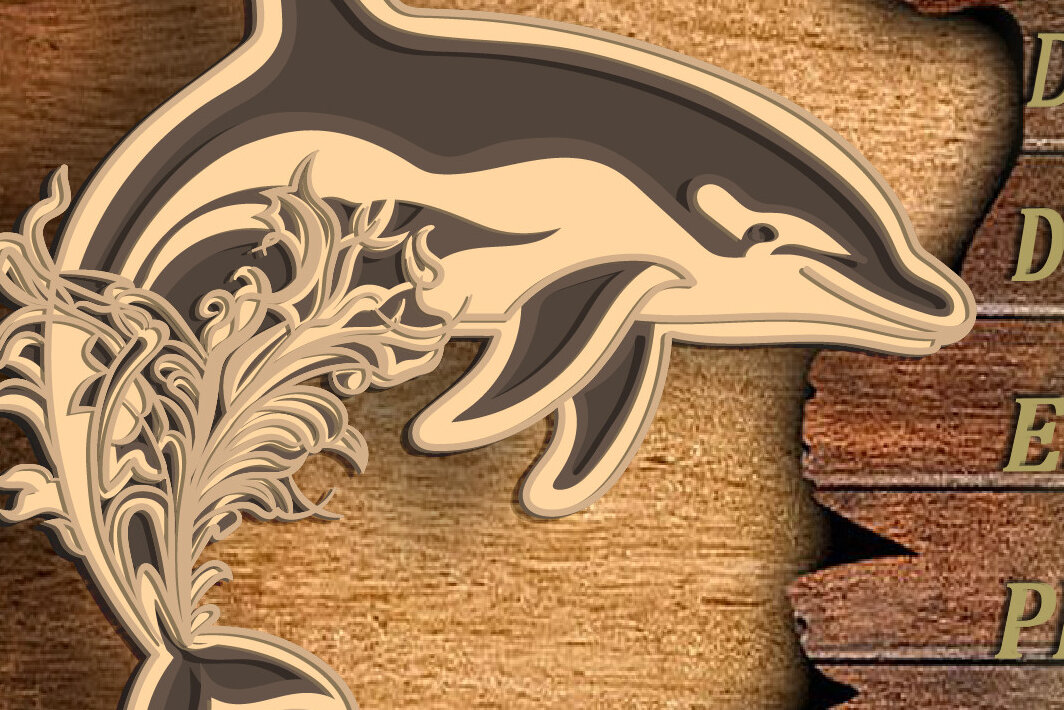 Σετ των 2 Intra απο ξύλο plywood 3mm-4mm πάχος – Whale 3D Layer/Whale 3D Mandala/ Δίασταση  20x20 cm INTRAFABR-73956315