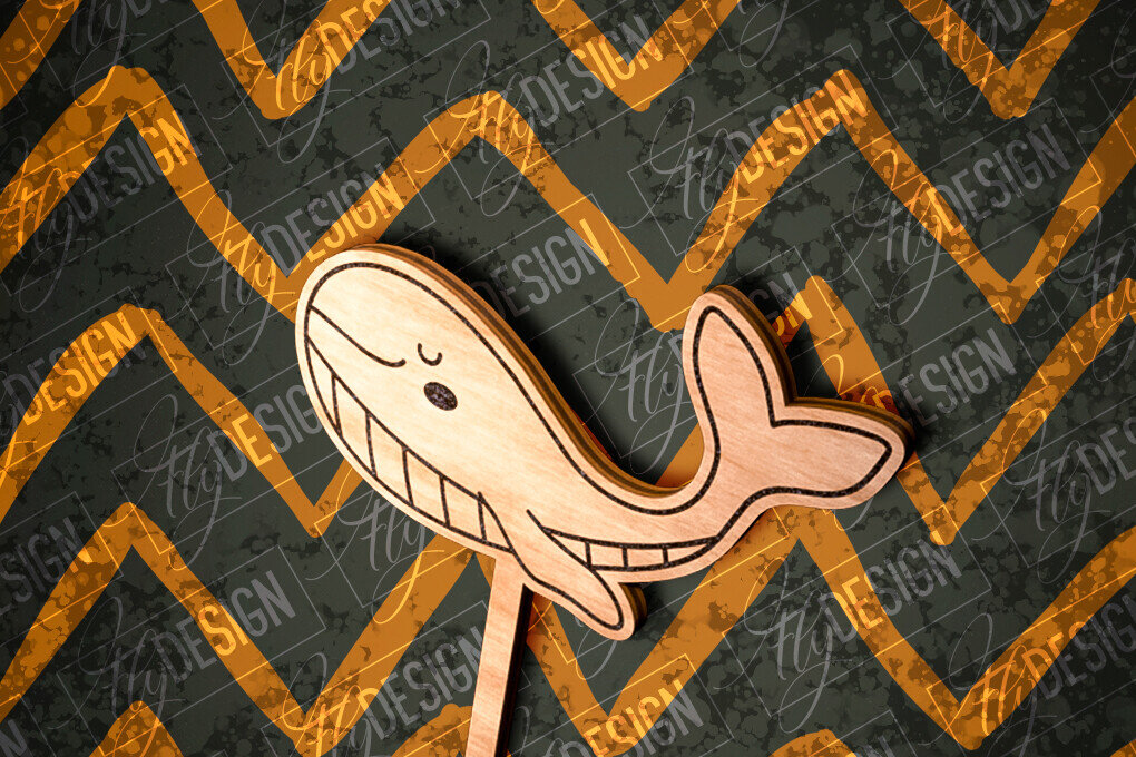 Σετ των 2 Intra απο ξύλο plywood 3mm-4mm πάχος – Whale Cake Topper  Cut Laser Δίασταση  20x20 cm INTRAFABR-81267476