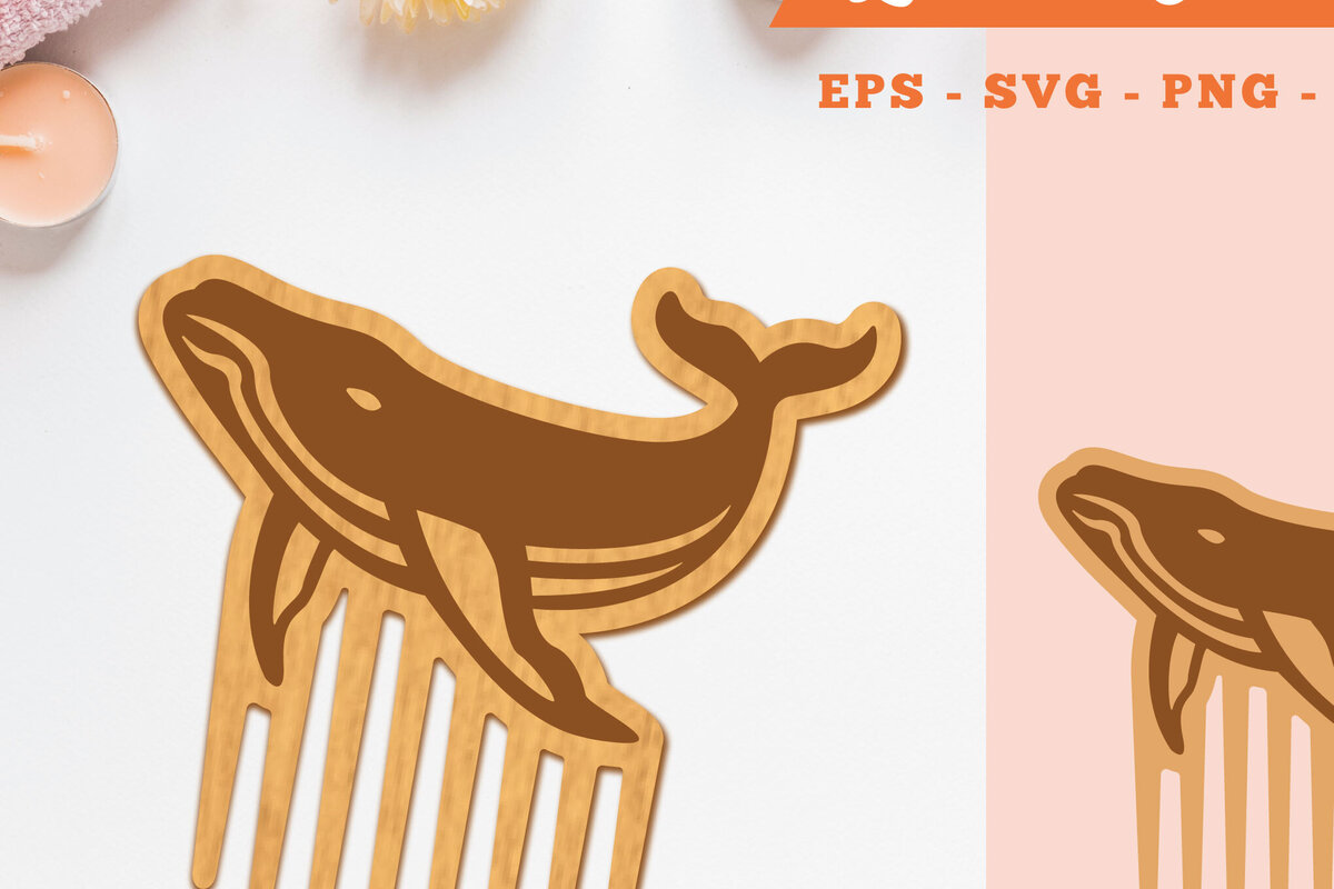 Σετ των 2 Intra απο ξύλο plywood 3mm-4mm πάχος – Χτένα με λέιζερ φάλαινας Δίασταση  20x20 cm INTRAFABR-105418658