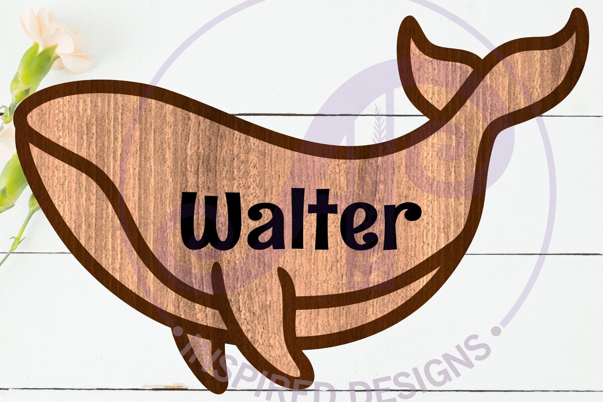 Σετ των 2 Intra απο ξύλο plywood 3mm-4mm πάχος – Σύμβολο ονόματος περίγραμμα φάλαινας δύο επιπέδων Δίασταση  20x20 cm INTRAFABR-111250210