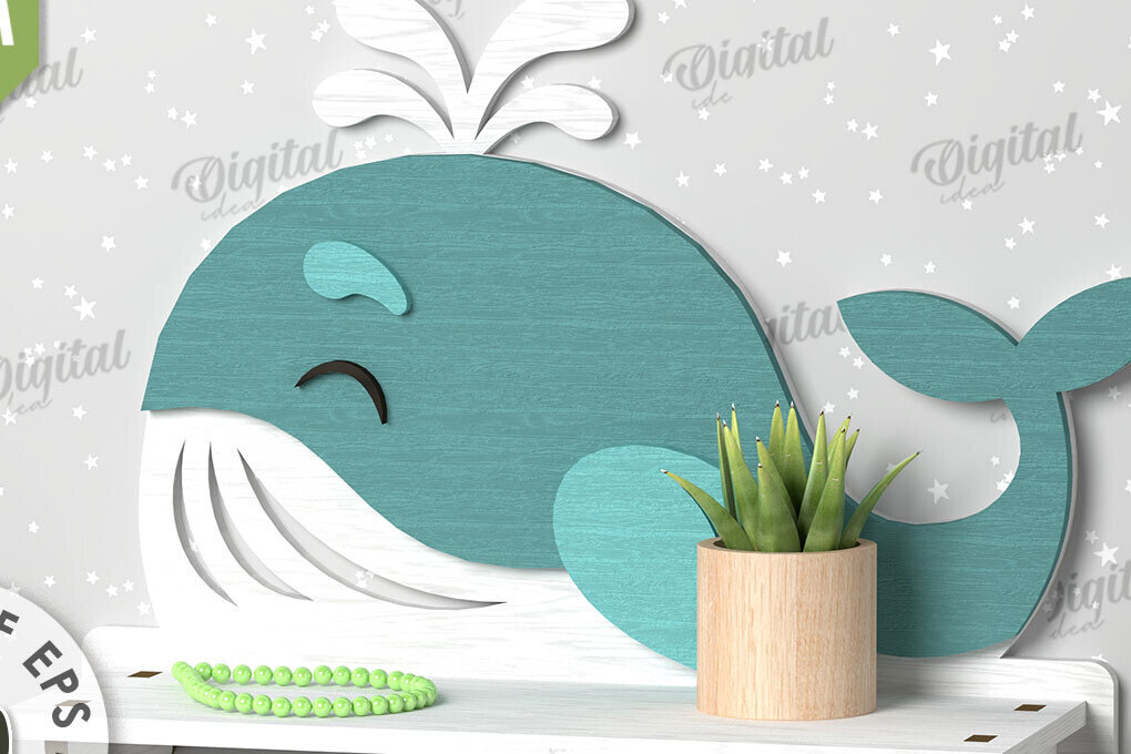 Intra απο ξύλο plywood 3mm-4mm πάχος –  κοπής με λέιζερ ραφιού τοίχου φάλαινας Δίασταση  40x30 cm INTRAFABR-109866635