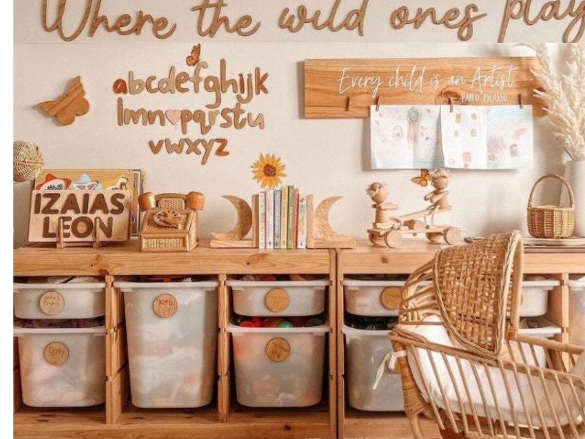 Σετ των 2 Intra απο ξύλο plywood 3mm-4mm πάχος – Εκεί που οι άγριοι παίζουν Wall Words Δίασταση  20x20 cm INTRAFABR-101517901