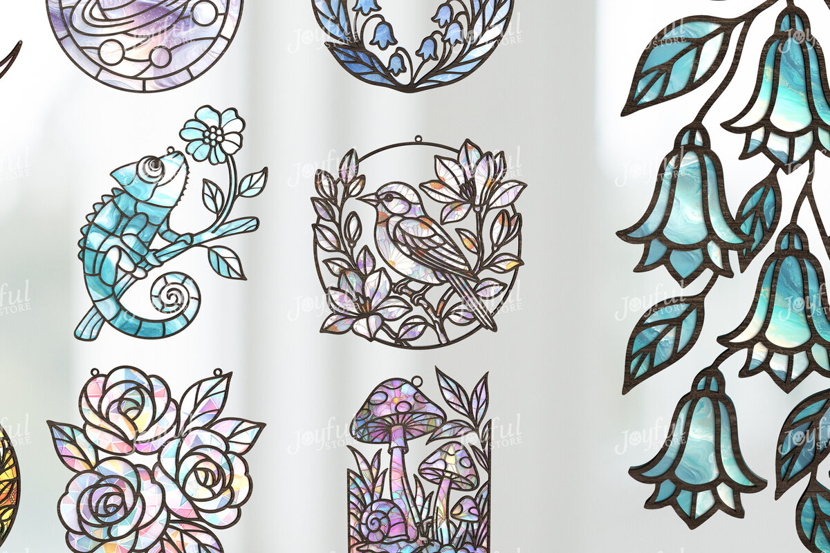 Σετ των 2 Intra απο ξύλο plywood 3mm-4mm πάχος – Whimsical Nature Suncatcher Bundle Δίασταση  20x20 cm INTRAFABR-124400788