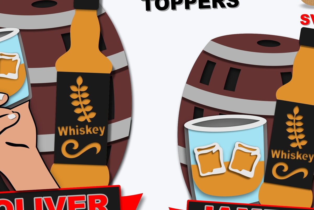 Σετ των 2 Intra απο ξύλο plywood 3mm-4mm πάχος – Whisky Toppers 3d Δίασταση  20x20 cm INTRAFABR-99955060