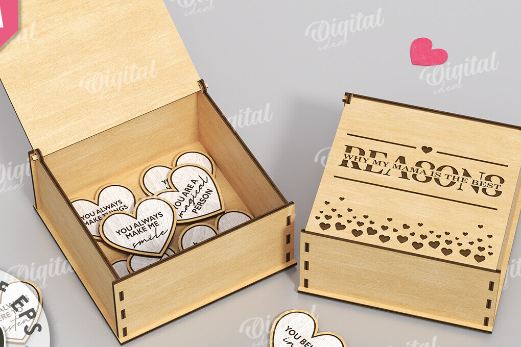 Σετ των 2 Intra απο ξύλο plywood 3mm-4mm πάχος – "ΓΙΑΤΙ ΣΕ ΑΓΑΠΩ ΜΑΜΑ" Box Δίασταση  20x20 cm INTRAFABR-118340886