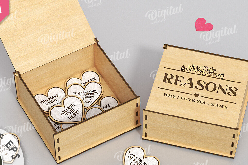 Σετ των 2 Intra απο ξύλο plywood 3mm-4mm πάχος – "ΓΙΑΤΙ ΣΕ ΑΓΑΠΩ ΜΑΜΑ" Box Δίασταση  20x20 cm INTRAFABR-118340052