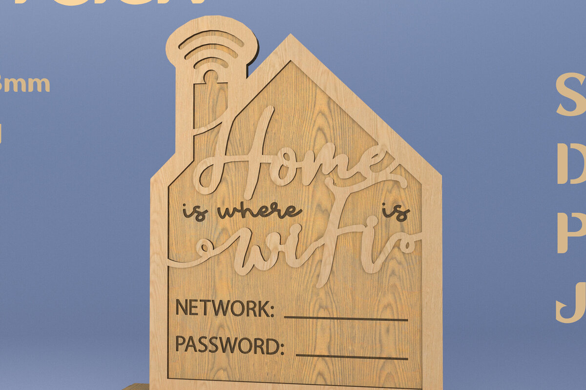 Σετ των 2 Intra απο ξύλο plywood 3mm-4mm πάχος – Wifi. Σημάδι λέιζερ. Κοπή λέιζερ σπιτιού Δίασταση  20x20 cm INTRAFABR-82011409