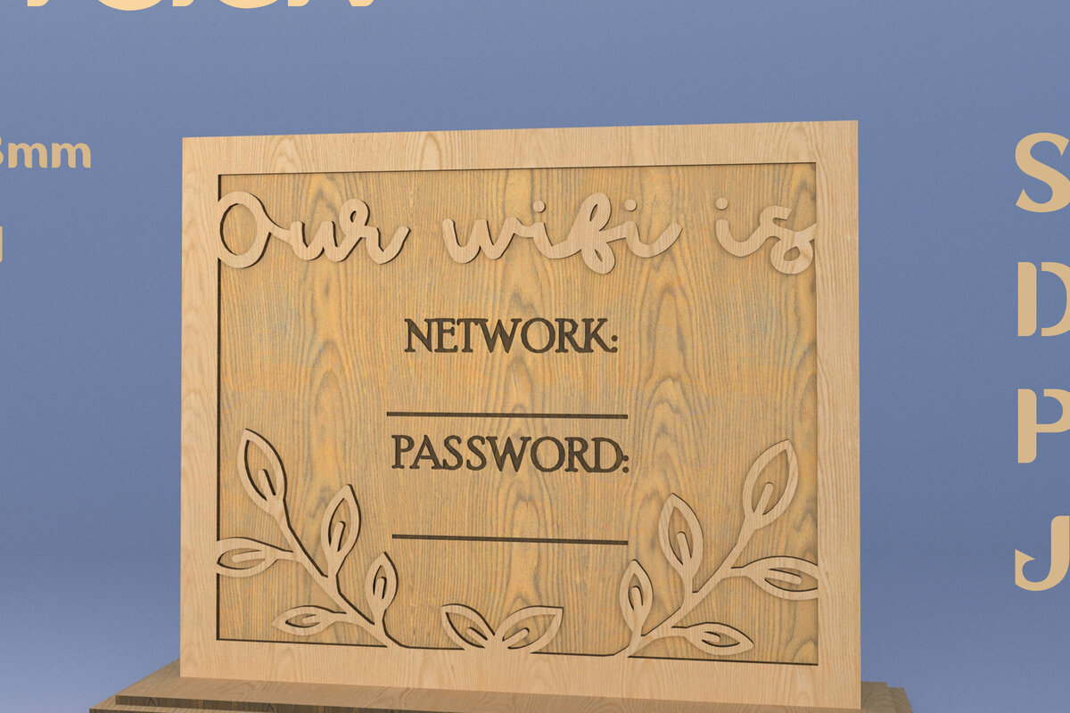 Σετ των 2 Intra απο ξύλο plywood 3mm-4mm πάχος – Wifi. Σημάδι λέιζερ. Πινακίδα Wi-Fi για το σπίτι Δίασταση  20x20 cm INTRAFABR-82010128