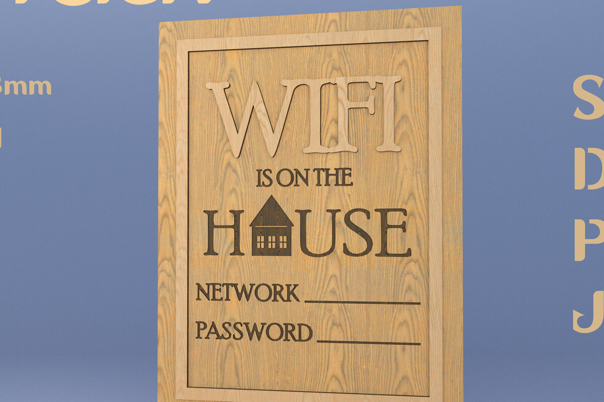 Σετ των 2 Intra απο ξύλο plywood 3mm-4mm πάχος – Wifi. Σημάδι λέιζερ. Πινακίδα Wi-Fi για το σπίτι Δίασταση  20x20 cm INTRAFABR-82011279