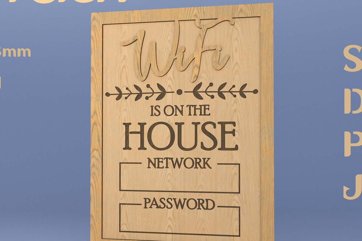 Σετ των 2 Intra απο ξύλο plywood 3mm-4mm πάχος – Wifi. Σημάδι λέιζερ. Πινακίδα Wi-Fi για το σπίτι Δίασταση  20x20 cm INTRAFABR-82010009