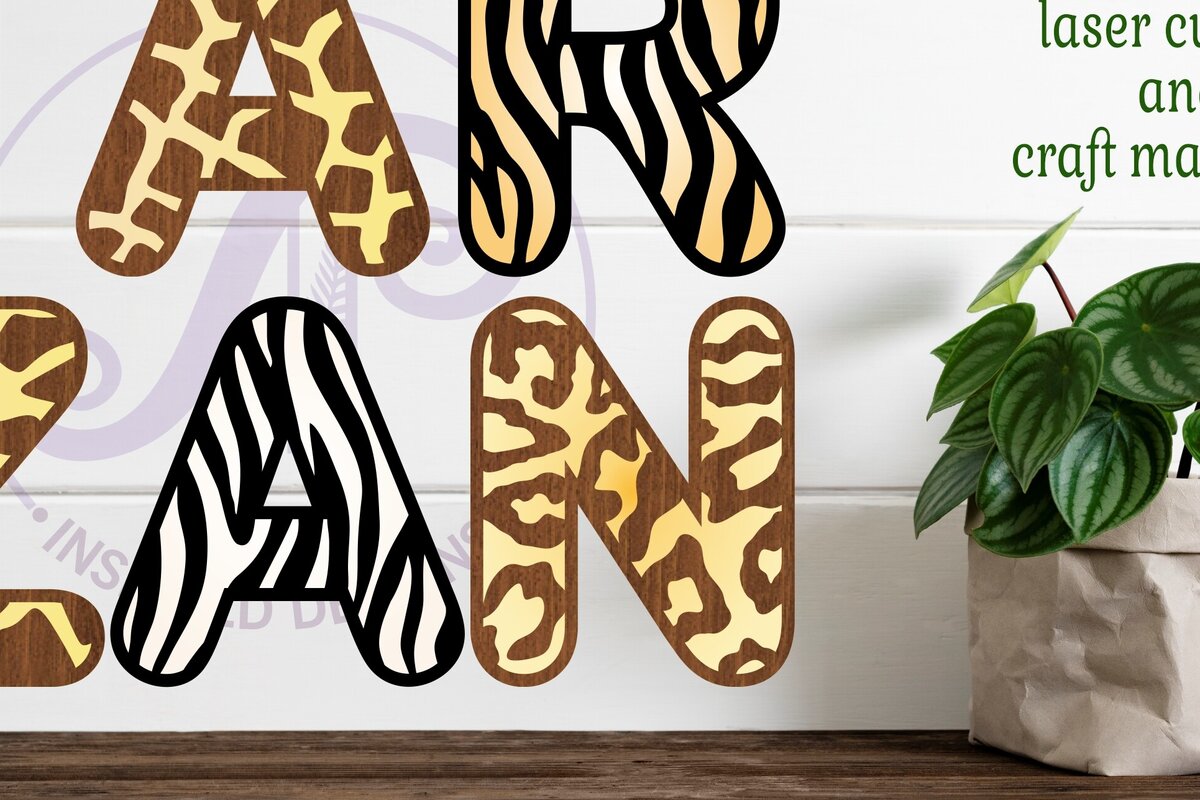 Σετ των 2 Intra απο ξύλο plywood 3mm-4mm πάχος – Wild Animal Print Γράμματα Alphabet X 78 Δίασταση  20x20 cm INTRAFABR-78170192