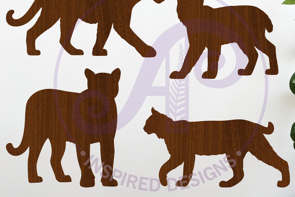 Σετ των 2 Intra απο ξύλο plywood 3mm-4mm πάχος – Άγριες γάτες από τη Βόρεια Αμερική Σιλουέτα Δίασταση  20x20 cm INTRAFABR-117131340
