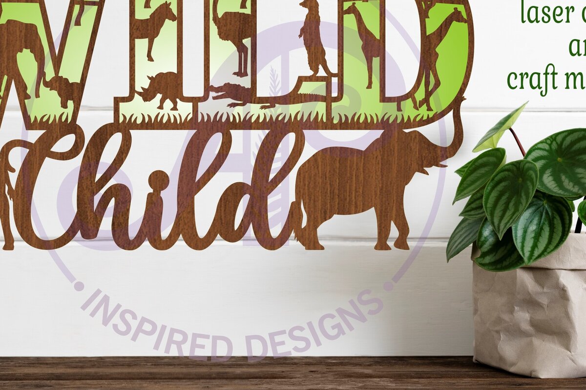 Σετ των 2 Intra απο ξύλο plywood 3mm-4mm πάχος – Αρχείο κοπής με λέιζερ Wild Child Δίασταση  20x20 cm INTRAFABR-96174550