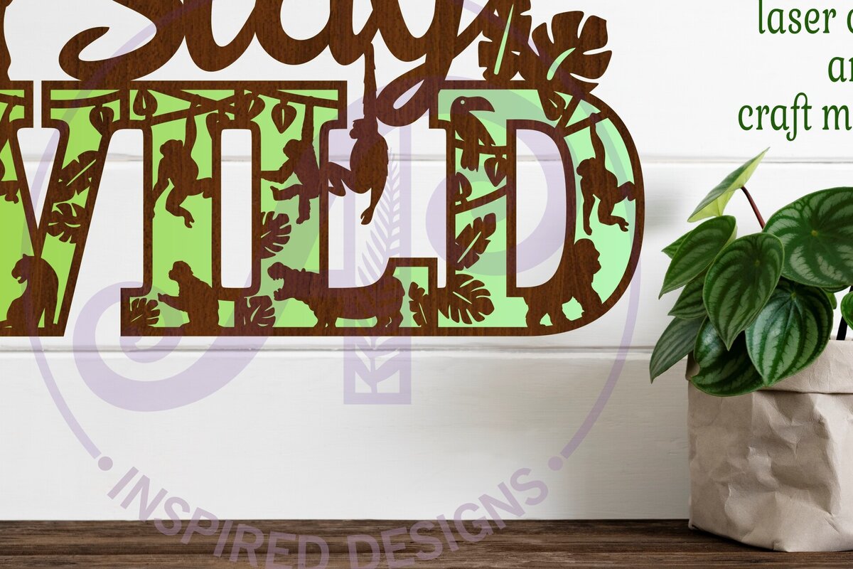 Σετ των 2 Intra απο ξύλο plywood 3mm-4mm πάχος – Αρχείο κοπής με λέιζερ Wild Child Δίασταση  20x20 cm INTRAFABR-83893247