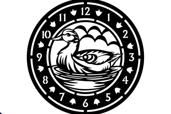 Σετ των 2 Intra απο ξύλο plywood 3mm-4mm πάχος – Πρότυπο κοπής ρολογιού αγριόπαπιας Δίασταση  20x20 cm INTRAFABR-68290541