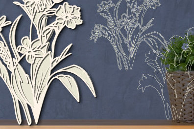 Σετ των 2 Intra απο ξύλο plywood 3mm-4mm πάχος – Χαρτί με στρώση Wild Flower Cut 1520 Δίασταση  20x20 cm INTRAFABR-118021317