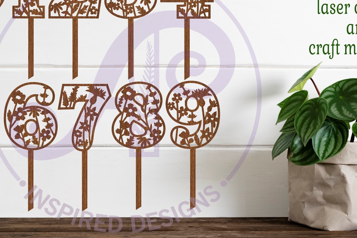 Σετ των 2 Intra απο ξύλο plywood 3mm-4mm πάχος – Wild Flower Number Cake Toppers Cut Δίασταση  20x20 cm INTRAFABR-101136657
