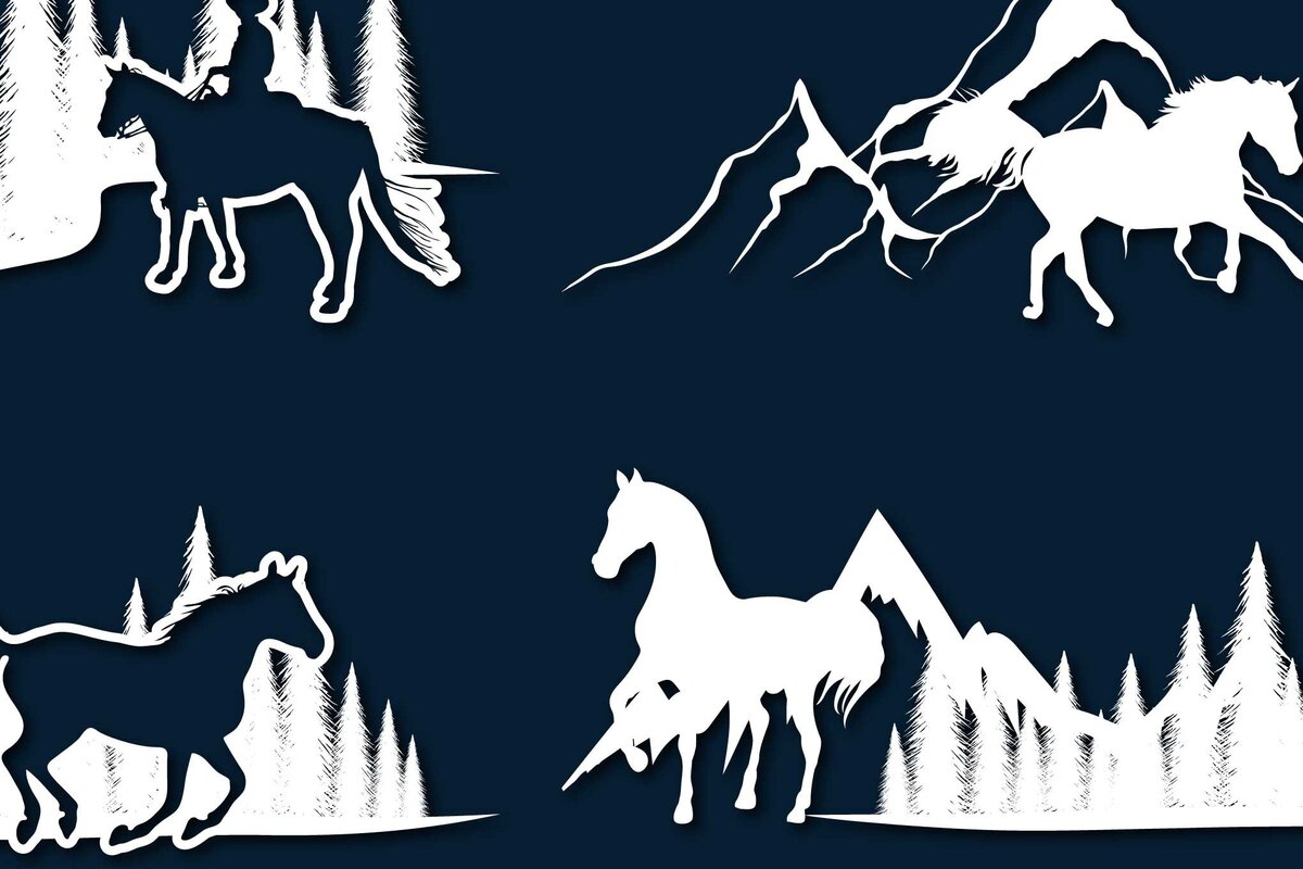 Σετ των 2 Intra απο ξύλο plywood 3mm-4mm πάχος – Πακέτο αρχείων κοπής με λέιζερ Wild Horse Δίασταση  20x20 cm INTRAFABR-70964006