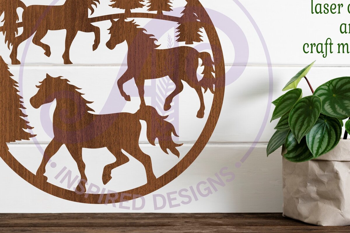 Intra απο ξύλο plywood 3mm-4mm πάχος – Αρχείο κοπής με λέιζερ Wild Horses Wall Sign Δίασταση  40x30 cm INTRAFABR-89800038