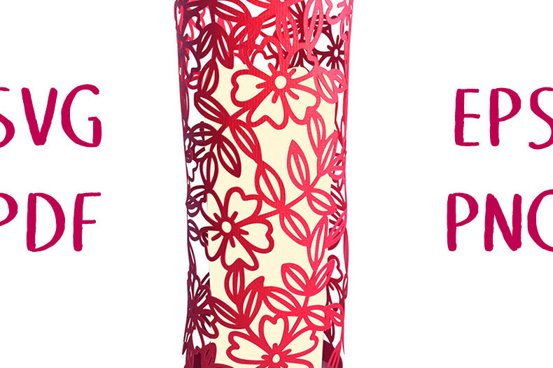 Σετ των 2 Intra απο ξύλο plywood 3mm-4mm πάχος – Φανάρι Wild Roses Papercut Δίασταση  20x20 cm INTRAFABR-14022823