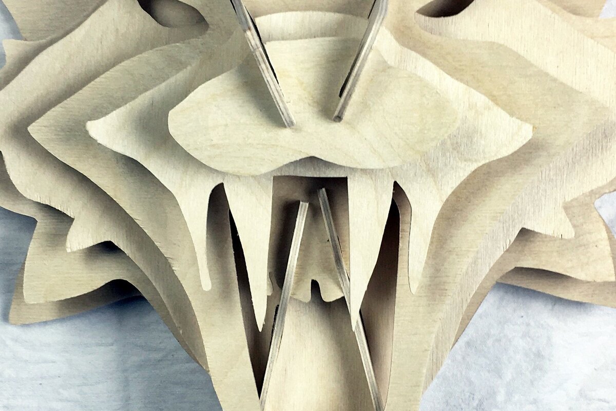 Σετ των 2 Intra απο ξύλο plywood 3mm-4mm πάχος – Κοπή λέιζερ κεφαλιού αγριόγατας Δίασταση  20x20 cm INTRAFABR-36872426