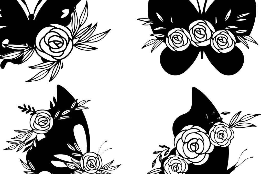 Σετ των 2 Intra απο ξύλο plywood 3mm-4mm πάχος – Wildflower Butterfly Floral Δίασταση  20x20 cm INTRAFABR-81179235