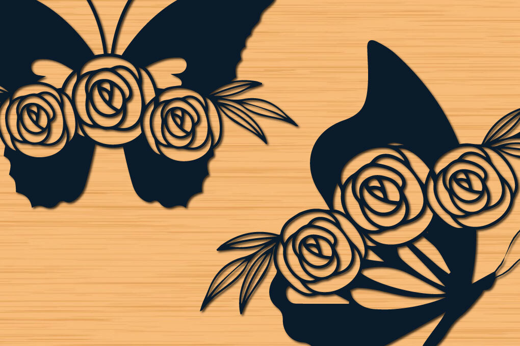 Σετ των 2 Intra απο ξύλο plywood 3mm-4mm πάχος – Wildflower Décor Σετ Πεταλούδα Δίασταση  20x20 cm INTRAFABR-63645441