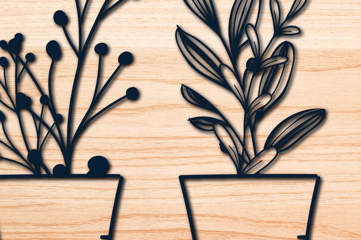 Σετ των 2 Intra απο ξύλο plywood 3mm-4mm πάχος – Πακέτο αγριολούλουδος σε γλάστρα Δίασταση  20x20 cm INTRAFABR-63866265