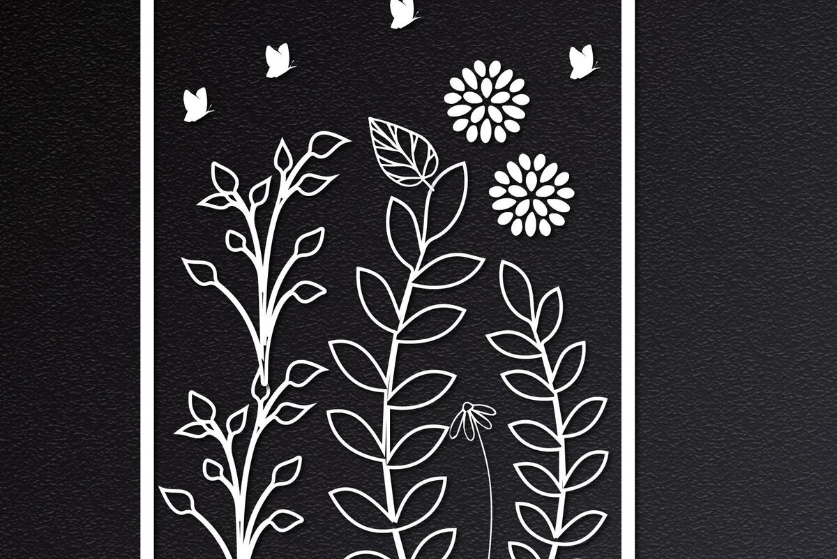 Σετ των 2 Intra απο ξύλο plywood 3mm-4mm πάχος – Αρχείο κομμένο από χαρτί Wildflower Floral Δίασταση  20x20 cm INTRAFABR-31979787