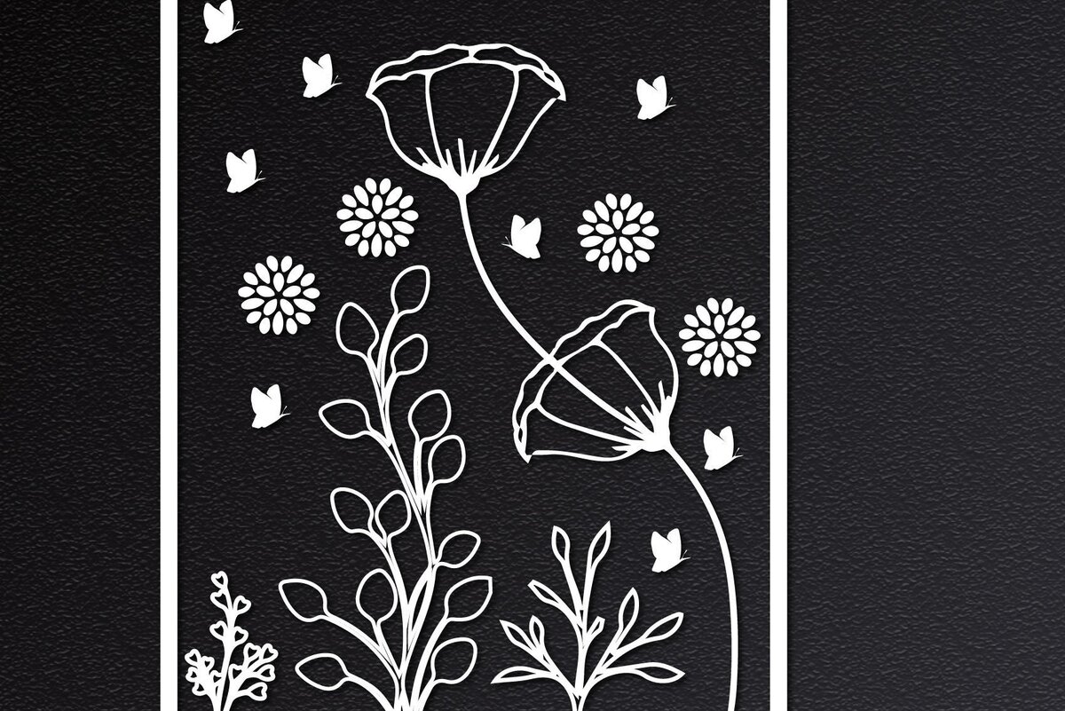 Σετ των 2 Intra απο ξύλο plywood 3mm-4mm πάχος – Αρχείο κομμένο από χαρτί Wildflower Floral Δίασταση  20x20 cm INTRAFABR-31979404