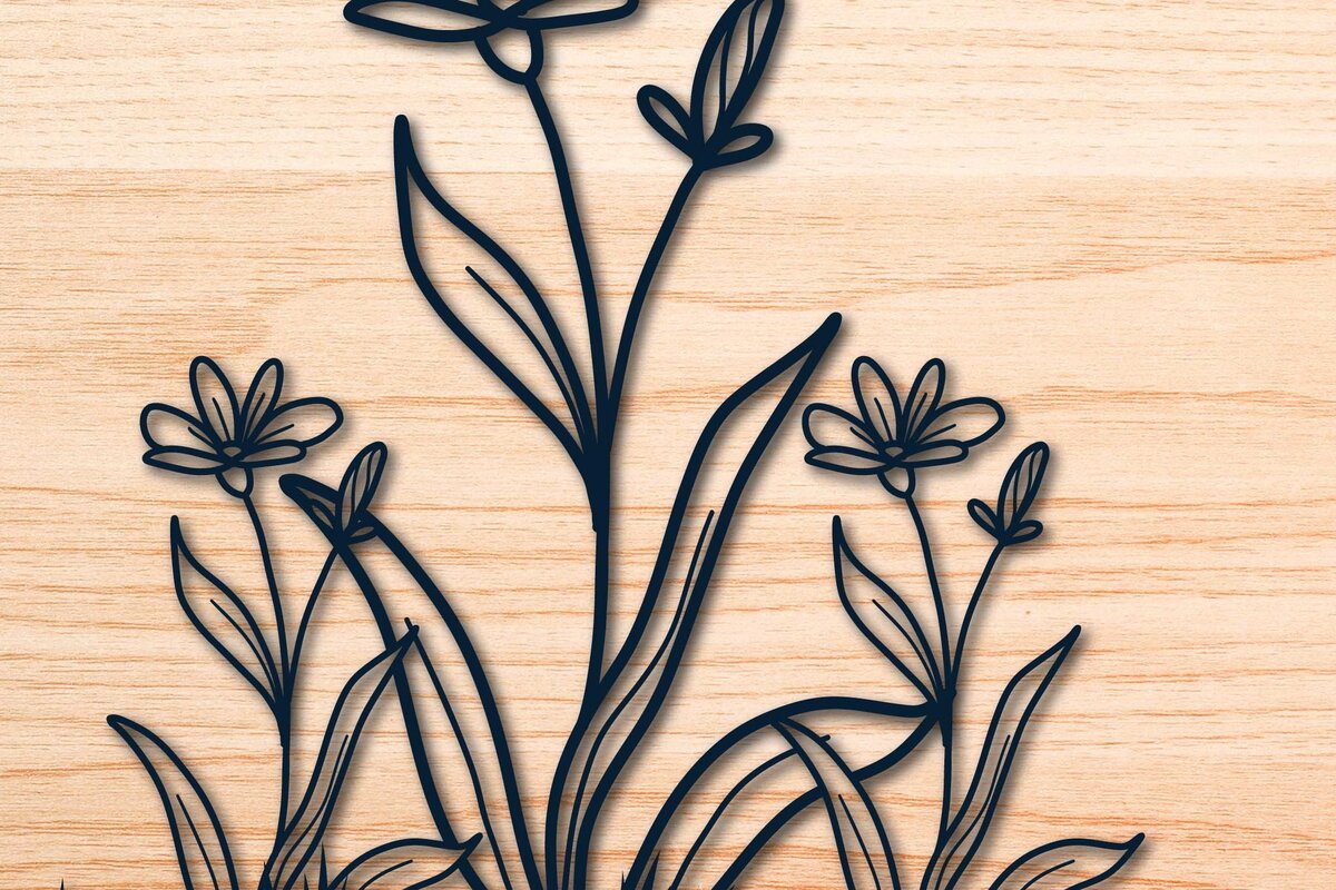 Intra απο ξύλο plywood 3mm-4mm πάχος – Wildflower Sign Laser/Paper Cut Δίασταση  40x30 cm INTRAFABR-60511238