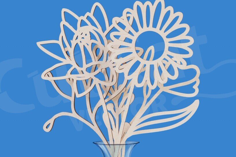 Σετ των 2 Intra απο ξύλο plywood 3mm-4mm πάχος – Μπουκέτο αγριολούλουδα για τη μαμά 116 Λουλούδια Δίασταση  20x20 cm INTRAFABR-120530210