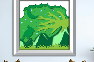 Σετ των 2 Intra απο ξύλο plywood 3mm-4mm πάχος – Wildlife Shadow Box Διακόσμηση τοίχου με λέιζερ Δίασταση  20x20 cm INTRAFABR-69874548