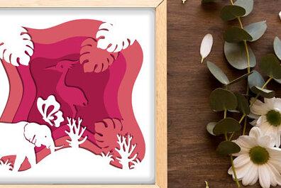 Σετ των 2 Intra απο ξύλο plywood 3mm-4mm πάχος – Wildlife Shadow Box Διακόσμηση τοίχου με λέιζερ Δίασταση  20x20 cm INTRAFABR-69874557