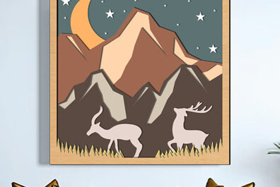 Σετ των 2 Intra απο ξύλο plywood 3mm-4mm πάχος – Wildlife Shadow Box Διακόσμηση τοίχου με λέιζερ Δίασταση  20x20 cm INTRAFABR-69874576