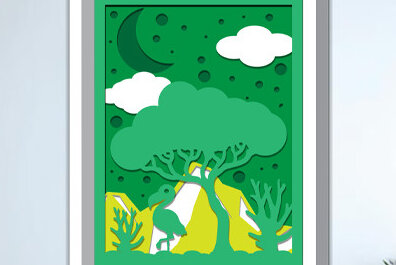 Σετ των 2 Intra απο ξύλο plywood 3mm-4mm πάχος – Wildlife Shadow Box Διακόσμηση τοίχου με λέιζερ Δίασταση  20x20 cm INTRAFABR-70854868